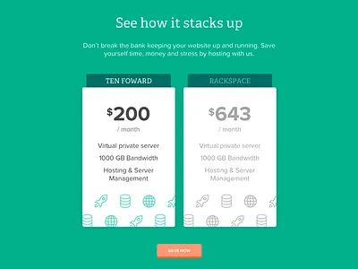 Comparison Boxes comparison design hosting icons price tech ui ux visual design web website