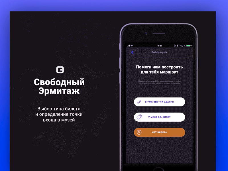 Choosing ticket type and museum entering point app gif hackathon hermitage museum queue ticket trace ui vk