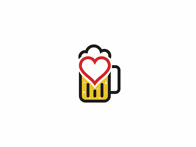 Beer lover beer design graphic heart logo logotype love mark simple symbol