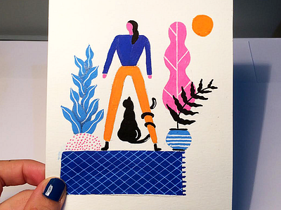 Hi Dribbble! black cat first handmade illustration illustrator shot