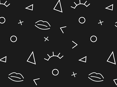 Geometric Line Art Pattern abstract black and white eyes illustration line art lips pattern