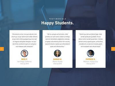 Day 39 – Testimonial 039 card carousel dailyui landing page quote students testimonial ui uidesign user interface web design