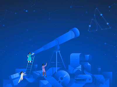 The Future of Work constellation future illustration space stars team technology telescope work