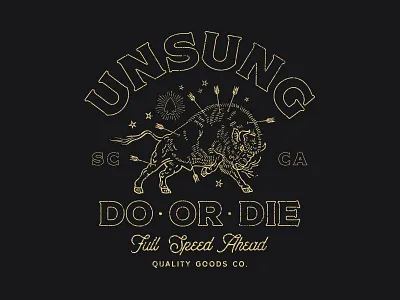 Do Or Die arrowhead arrows bison buffalo illustration script typography vintage western