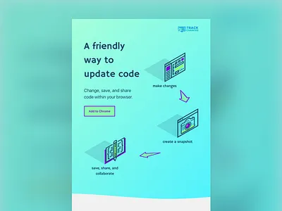Track Changes is live 🎉 app dev tools developer tools hero icons illustration isometric landing page marketing site neon one page plugin