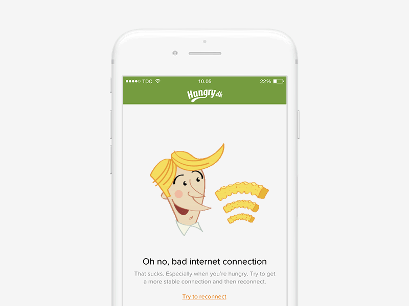 Lost connection - Food ordering app animation app app design empty state error state interaction design lost connection motion no wi fi
