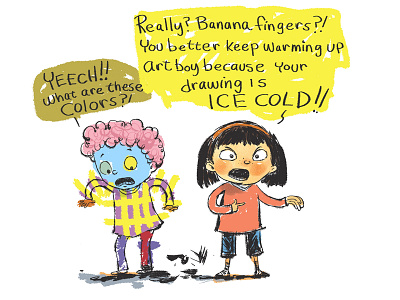 My Warm Up Art Are Being Jerks Again cartoon illustration kidlitart