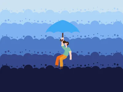 Ready to Dive character design dive flat man sky umbrella vector