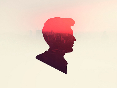 Portrait character city double exposure portrait