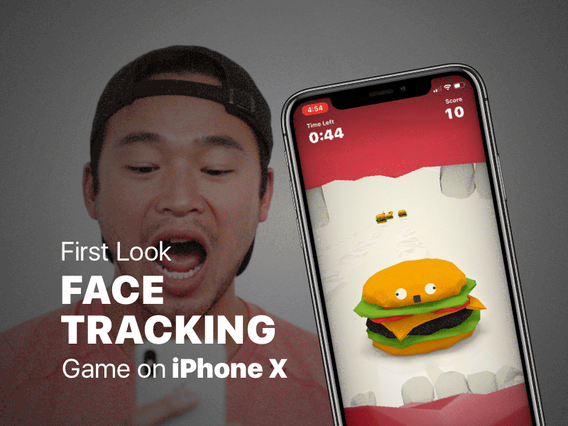 Eat It! A Face Tracking Game for iPhone X 3dsmax accessibility apple arcore arkit augmentedreality faceid facetracking iphonex madewitharkit sketch xcode