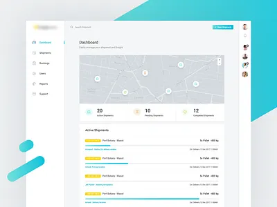 Track Shipments admin dashboard design interface map progress shipment track ui user ux visual