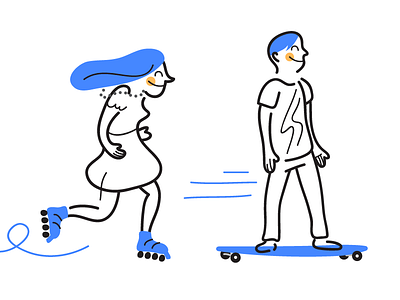 on wheels - Characters characters eco illustration kids movement outline people skate sport wheels