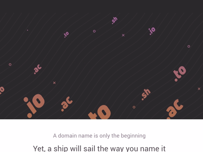 DomainHero animation homepage website