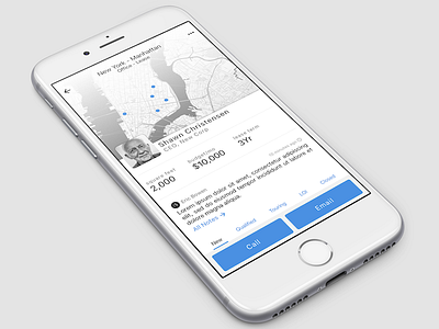 iPhone new lead detail view crm design ios iphone mockup