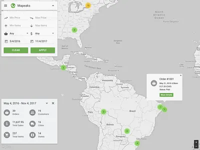 Mapeaks map mapbox material design shopify statistics