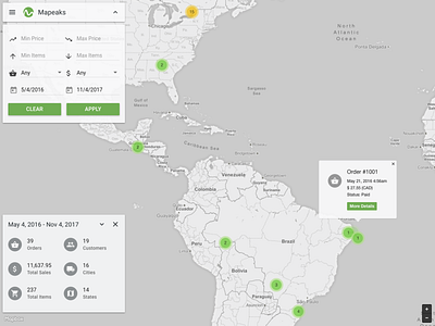 Mapeaks map mapbox material design shopify statistics