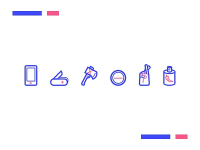 Icons ax ban block hand icons luck pepper spray phone pocket knife