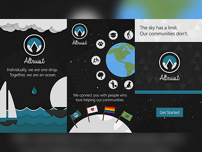 Altruist Landing Screens android app communities community help illustration landing