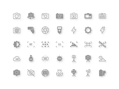 57 Photography Line & Glyph Icons camera flash glyph grid icon icons iris line photo solid stroke
