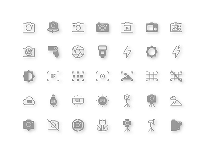 57 Photography Line & Glyph Icons camera flash glyph grid icon icons iris line photo solid stroke