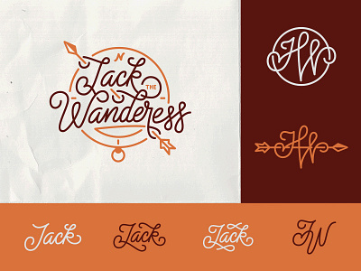 Jack the Wanderess blogger branding lettering logo monogram travel typography wordmark