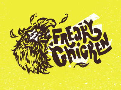 Freaky Chicken feather freak glass illustration lettering lightning logo logotype shicken sketch star