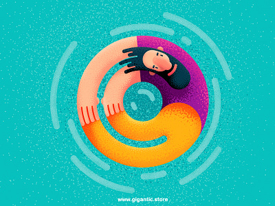 Flat Design Man in Vortex ;) brushes character circlr flat design gigantic grain man movement noise