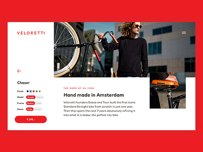 Product page bicycle bike ui