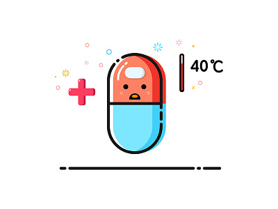 Pill Is Sick fever flat hospital illustration sick