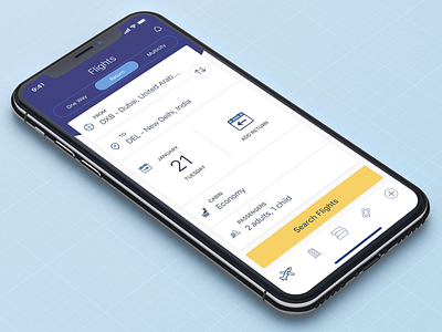 iOS Travel App - Search flights clean flights flights app iphonex minimal product search travel travel app ui ux