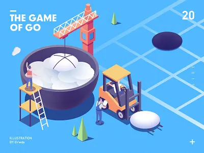 Weiqi china forklift futuristic illustration isometric weiqi