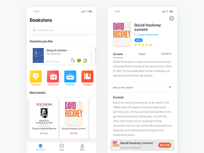 Bookstore app book design ios mobile read ui