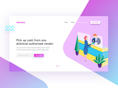 Doitravel - Hero page design clean design flat header hero illustration isometric people purple traveling ui web