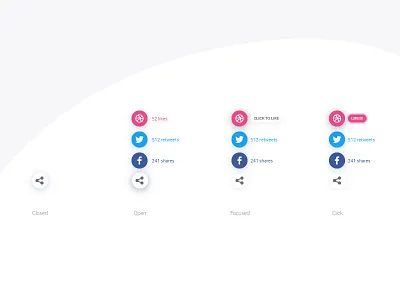 Daily UI #010 - Share button dribbble facebook material pop shadow share states twitter up