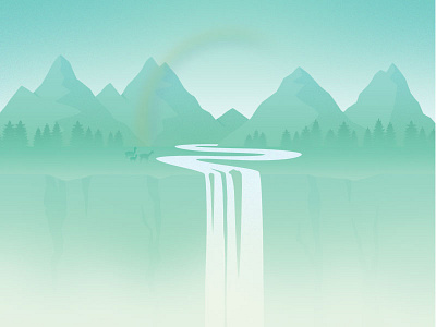 April animal april background calendar design flat forest illustration landscape mountain waterfall