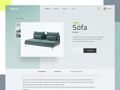 Sofa design furniture interface minimal minimalist product retro sofa ui web website