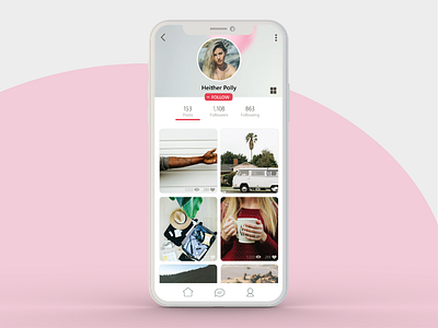 User profil - Daily Ui 06 6 app clean daily ui daily ui challenge iphone x pink profil social network ui user user profil