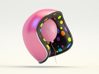 *** balloon c4d cinema4d helmet pink redshift render retro
