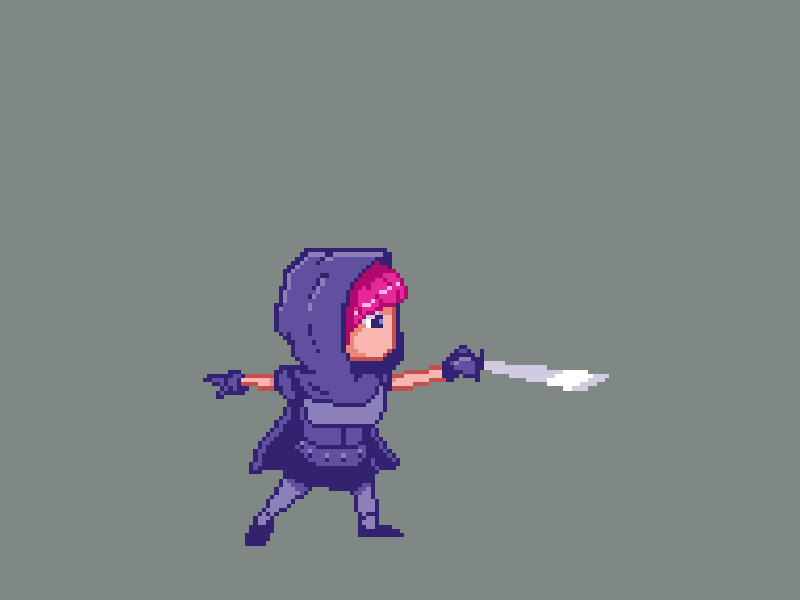 En Garde! animation cel character frame by frame hood photoshop pixel pixelart sword