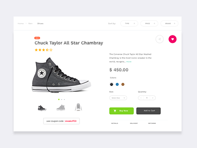 Single Product ecommerce product shop ui design