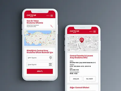 Central Car Rental - Search Screen app car central design location map mobile rent rental screen search ux