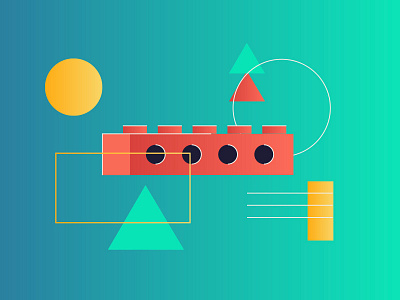 Lego Study 02 abstract block brick geometric gradient lego line art shapes