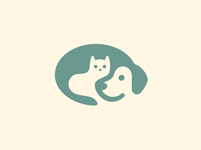 Dog & Cat - Revision animal pet care love hug cat kitten clever hidden cute fun funny illustrative illustration logo identity negative space nonprofit shelter puppy dog smart creative soft pastel