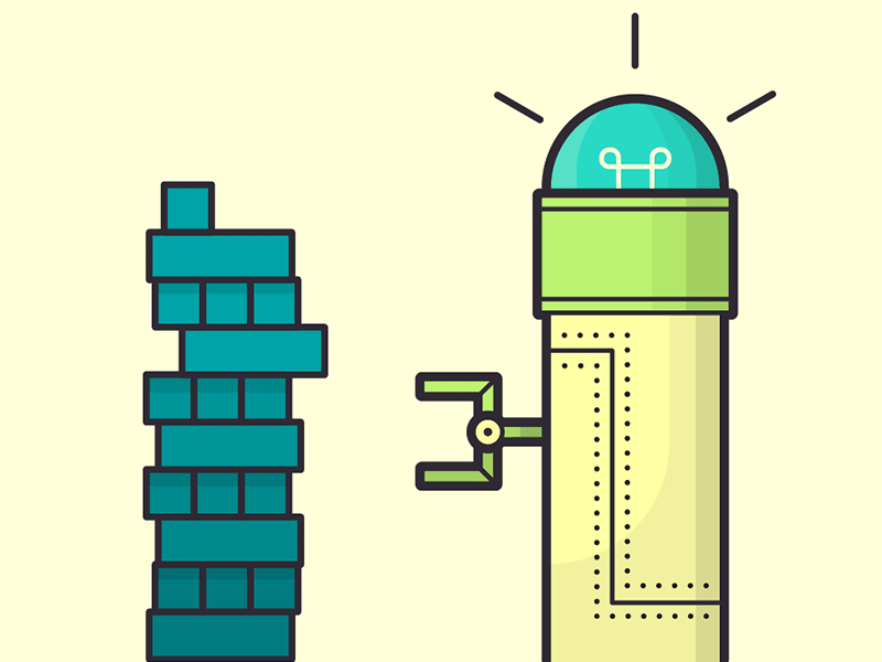 Startin' Monday off like... animation fail illustration jenga line art robot smash