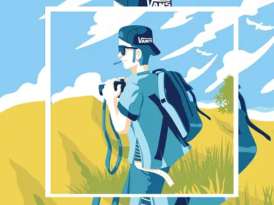 Hipster Photographer photographer self portrait vector