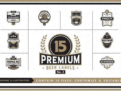 Premium Beer Labels No. 2 badge beer beer labels beer logo beverage logo branding label template logo custom logo template retro vintage