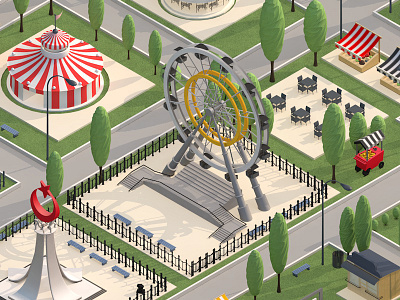 Ferris for fun 3d build c4d carnival cinema4d fun house isometric old shot