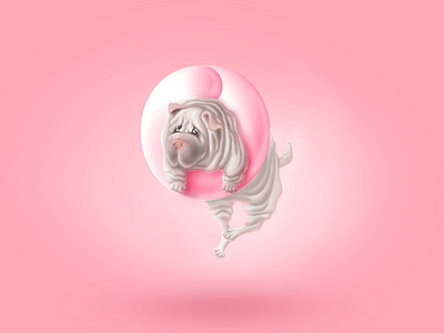 Sharpei SOFTa cute dog font illustration pink sharpei type typeface