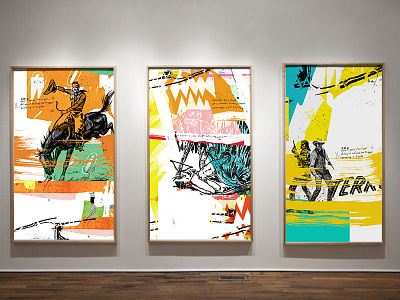 Trinity art cowboy gallery illustration mixed media west western