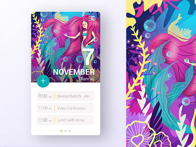 App Planner app mermaid ocean pink sea ui ux wallpaper